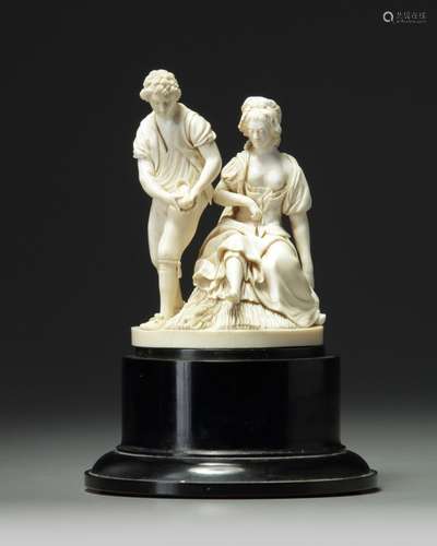 AN EUROPEAN IVORY OF AN AMOROUS COUPLE 'DIEPPE'