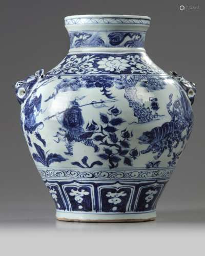 A CHINESE YUAN-STYLE BLUE AND WHITE VASE