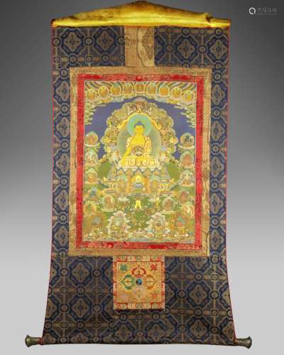 A TIBETAN THANGKA OF SHAKYAMUNI