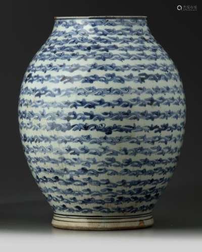 A JAPANESE BLUE AND WHITE ARITA JAR
