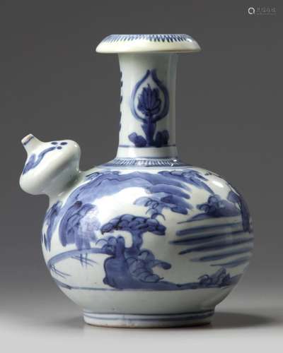 A JAPANESE BLUE AND WHITE ARITA KENDI