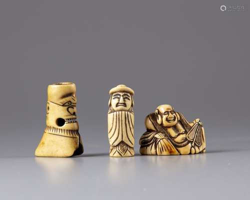 THREE JAPANESE IVORY NETSUKES