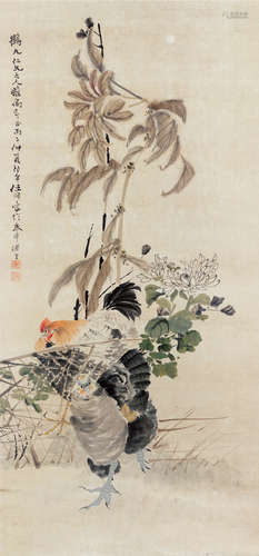 任伯年（款） 丙子（1876）年作 大吉图 镜片 设色纸本