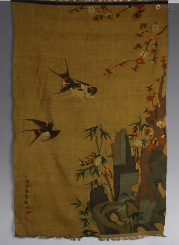 CHINESE KESI EMBROIDERY TAPESTRY OF BRID AND FLOWER