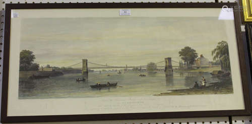 Letitia Byrne - 'View of the Suspension Bridge across the Thames, at Hammersmith', engraving with