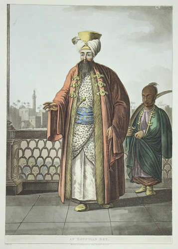 Thomas Milton, after Luigi Mayer - 'An Egyptian Bey', etching with aquatint and hand-colouring,