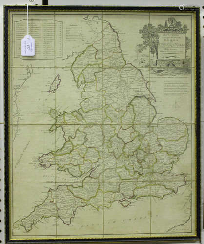 Thomas Kitchin - 'Kitchin's Enlarged Map of the Roads of England & Wales', folded engraving circa