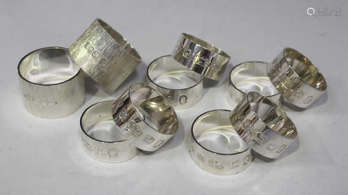 A pair of Elizabeth II silver bark textured napkin rings, London 1972 by Algernon Asprey Ltd,