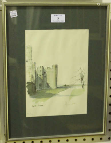 Hugh Casson - 'Castle Drogo', 20th century colour print, signed in ink and editioned 45/200 in