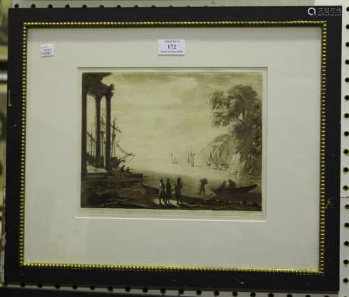 Richard Earlom, after Claude Lorrain - Coast Scene, etching with aquatint, published by John Boydell