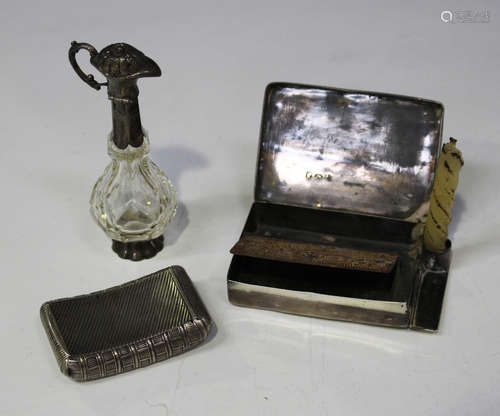 An early Victorian silver rectangular 'Go To Bed' vesta case, the hinged lid revealing a hinged