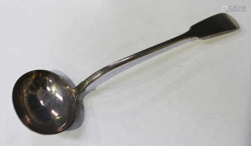 A George IV silver Fiddle pattern soup ladle, London 1830 by William Theobalds, length 32.5cm.