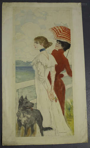 Richard Ranft - 'Promenade Matinale', early 20th century etching with aquatint, signed and editioned