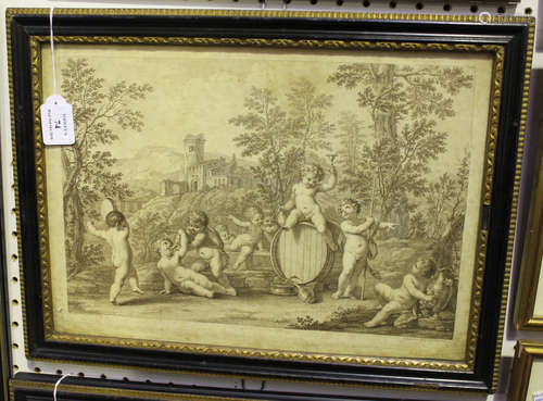 Francesco Bartolozzi, after Marcantonio Franceschini - Bacchanal Children at Play in a Landscape,