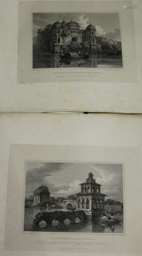 Charles D'Oyly - Plates from Antiquities of Dacca, six engravings on India paper mounted, each sheet