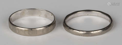 Two 18ct white gold wedding rings, both ring size approx P1/2.Buyer’s Premium 29.4% (including VAT @