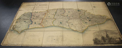 Christopher and John Greenwood (cartographers) - 'Map of the County of Sussex', engraving with later