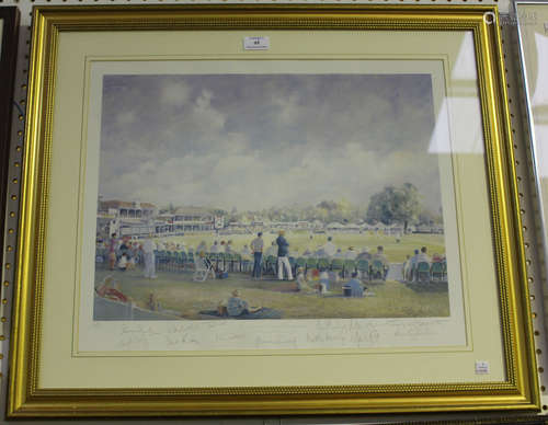 Jocelyn Galsworthy - 'St. Lawrence Ground, Canterbury', colour print, signed by the artist and