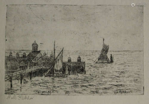 H.M. Fletcher - 'Margate', early 20th century etching on laid paper, signed in pencil, 20cm x