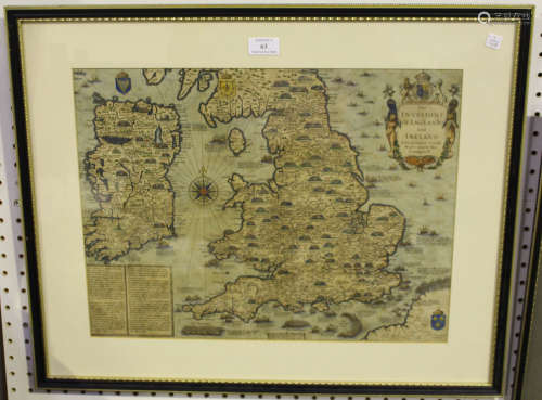 John Speed - 'The Invasions of England and Ireland' (Map), 17th century engraving with near period