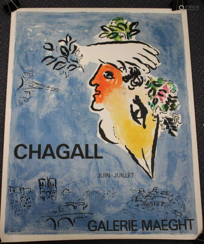 Marc Chagall - 'Chagall Juin-Juillet' (Poster for the Exhibition at Galerie Maeght), colour