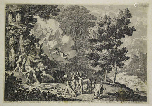 Jean Lepautre - 'Venus descend du Ciel en terre...' (Landscape with Venus and Adonis), 17th