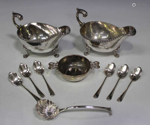 A George III silver Onslow pattern soup ladle with shell bowl, London 1780, maker's mark rubbed,