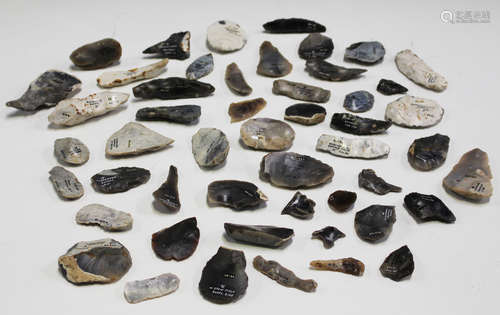 A large collection of mainly Neolithic and Bronze Age flint tools, including scrapers, borers and