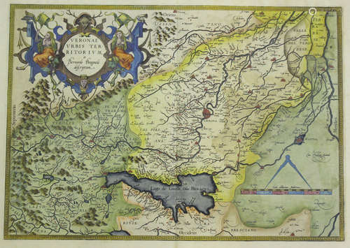 Ortel - 'Veronae Urbis Territorium' (Map of Verona), engraving with later colour, sheet size 46.