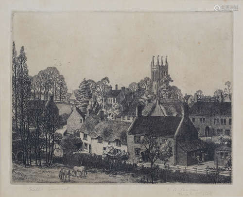 Stanley Roy Badmin - 'Mells, Somerset', 20th century monochrome etching, signed and titled in