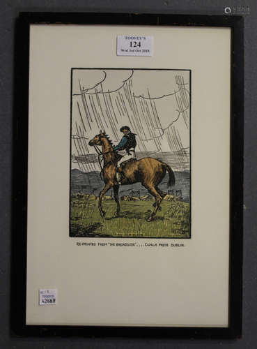 Jack Butler Yeats - 'An Old Slave', 20th century hand-coloured woodcut, published by the Cuala