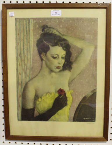 Rex Whistler - Lady Caroline Paget, later Lady Duff, 20th century colour print, signed in pencil,