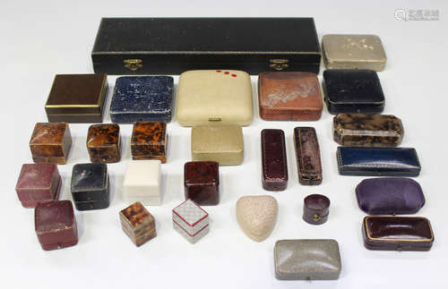 A collection of twenty-five Victorian and later jewellery boxes and cases, including five brooch