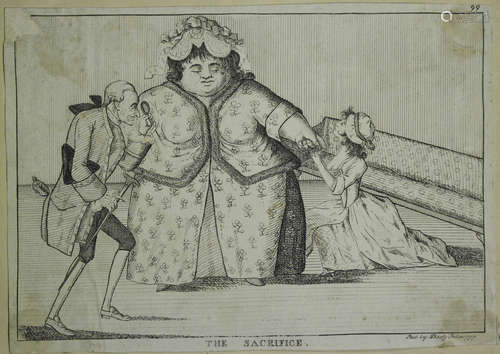 Mary and Matthew Darly - 'The Sacrifice', etching on laid paper, published by Darly circa 1777, 17cm