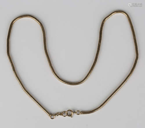 A gold brazil link neckchain on a boltring clasp, indistinctly marked '9ct', length 45.5cm.Buyer’s