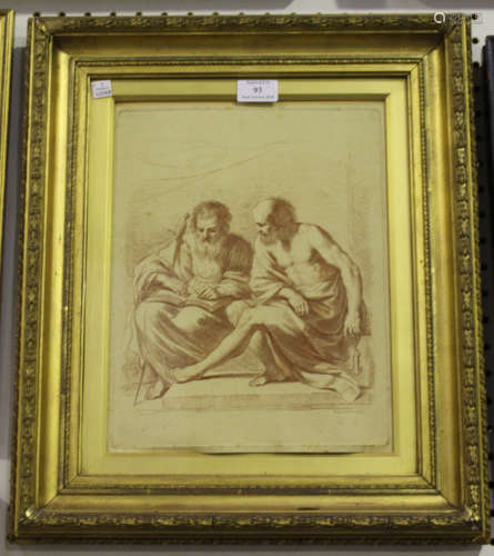 Francesco Bartolozzi, after Guercino - St. Peter and St. Paul, 18th century etching on laid paper,