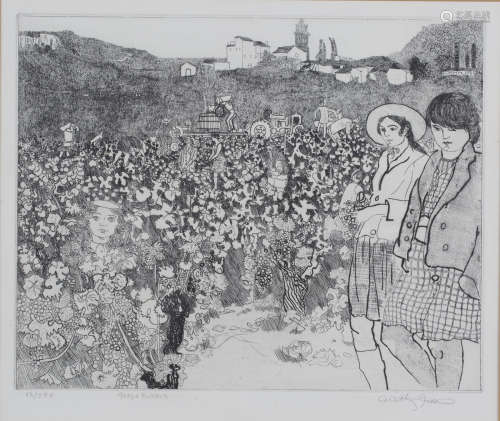 Anthony Gross - 'The Grape Pickers', 20th century monochrome etching, signed, titled and editioned