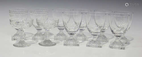 A pair of William Yeoward Crystal 'Stella' pattern claret wine glasses, height 13.5cm, together with