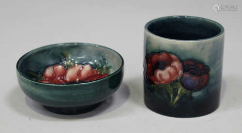 A Moorcroft pottery miniature footed bowl, circa 1953-78, decorated with the Anemone design