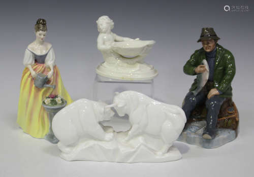 A group of 20th century decorative ceramics, including the Royal Doulton figures 'Alexandra',