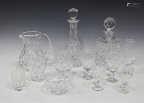 A Royal Doulton Webb Corbett cut glass part suite of glassware with lattice cut decoration,