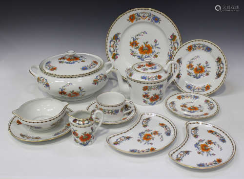 A Raynaud & Co Limoges porcelain part service, decorated with flowers, comprising tureen and