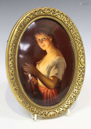A Continental porcelain oval plaque, late 19th century, probably KPM Berlin, painted by K. Stern,