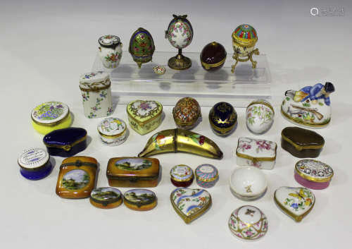 A collection of mostly Limoges porcelain trinket boxes, 20th century, including a Dubarry limited