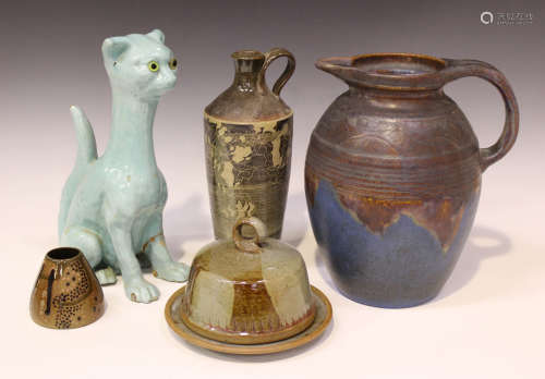 A group of 20th century decorative pottery, including a Denby Danesby Orient Ware jug, height