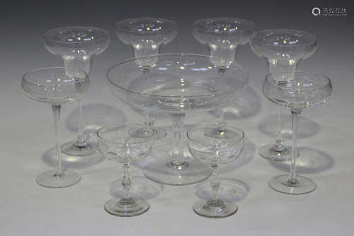 A collection of modern glassware, including a set of four Lennox margarita glasses, boxed, a variety