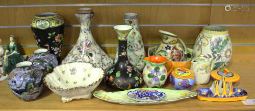A group of mixed Art Deco ceramics, including S. Hancock & Sons Corona Ware, Hancock's Ivory Ware