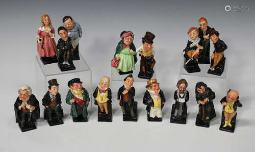 Sixteen Doulton Dickens figures, comprising 'Stiggins', 'Uriah Heap', 'Sairey Gamp', 'Tiny Tim', '