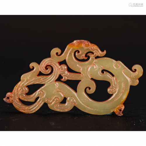 CHINESE ARCHAIC JADE DRAGON PENDANT