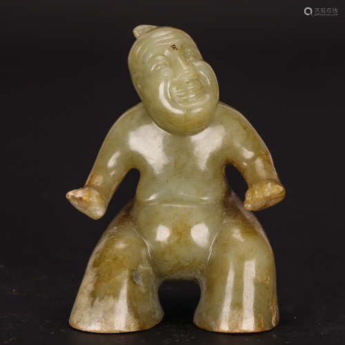 CHINESE ARCHAIC JADE FIGURINE